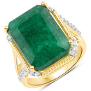 9.96 Carat Dyed Emerald and White Topaz .925 Sterling Silver Ring-5