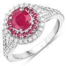 1.95 Carat Genuine Ruby and White Diamond 14K White Gold Ring-2
