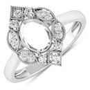 0.20 Carat Genuine White Diamond 14K White Gold Semi Mount Ring - holds 8x6mm Oval Gemstone-5