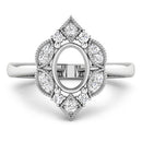 0.20 Carat Genuine White Diamond 14K White Gold Semi Mount Ring - holds 8x6mm Oval Gemstone-7