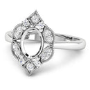 0.20 Carat Genuine White Diamond 14K White Gold Semi Mount Ring - holds 8x6mm Oval Gemstone-8