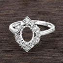 0.20 Carat Genuine White Diamond 14K White Gold Semi Mount Ring - holds 8x6mm Oval Gemstone-9