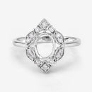 0.20 Carat Genuine White Diamond 14K White Gold Semi Mount Ring - holds 8x6mm Oval Gemstone-11