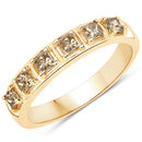 0.49 Carat Genuine Champagne Diamond 14K Yellow Gold Ring (I1-I2)-5