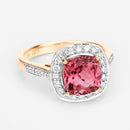 2.71 Carat Genuine Royal Pink Tourmaline and White Diamond 14K Yellow Gold Ring-9