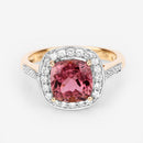 2.71 Carat Genuine Royal Pink Tourmaline and White Diamond 14K Yellow Gold Ring-12