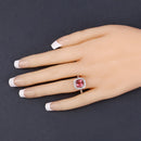 2.71 Carat Genuine Royal Pink Tourmaline and White Diamond 14K Yellow Gold Ring-14
