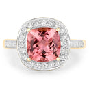 2.71 Carat Genuine Royal Pink Tourmaline and White Diamond 14K Yellow Gold Ring-15