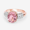 3.11 Carat Genuine Pink Tourmaline and White Diamond 14K Rose Gold Ring-8