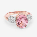 3.11 Carat Genuine Pink Tourmaline and White Diamond 14K Rose Gold Ring-9