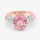 3.11 Carat Genuine Pink Tourmaline and White Diamond 14K Rose Gold Ring-12