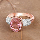 3.11 Carat Genuine Pink Tourmaline and White Diamond 14K Rose Gold Ring-13