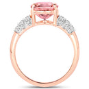 3.11 Carat Genuine Pink Tourmaline and White Diamond 14K Rose Gold Ring-6