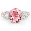 3.11 Carat Genuine Pink Tourmaline and White Diamond 14K Rose Gold Ring-15