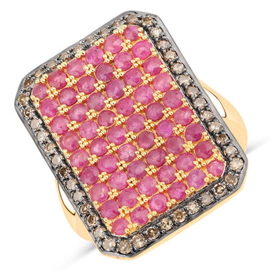 3.14 Carat Genuine Ruby and TTLB Diamond .925 Sterling Silver Ring - 0