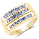 14K Yellow Gold Plated 1.05 Carat Genuine Blue Sapphire .925 Sterling Silver Ring-4