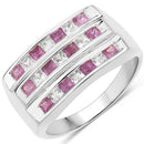 1.26 Carat Genuine Pink Sapphire and White Sapphire .925 Sterling Silver Ring-4