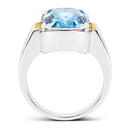 Two Tone Plated 6.93 Carat Genuine Blue Topaz & White Topaz .925 Sterling Silver Ring-5