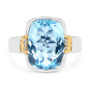 Two Tone Plated 6.93 Carat Genuine Blue Topaz & White Topaz .925 Sterling Silver Ring-6