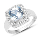 2.46 Carat Genuine Blue Topaz and White Topaz .925 Sterling Silver Ring-4