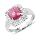 3.31 Carat Glass Filled Ruby and White Topaz .925 Sterling Silver Ring-4