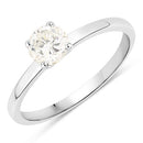 0.61 Carat Genuine White Diamond 14K White Gold Ring-2