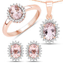 0.81 Carat Genuine Morganite and White Diamond 14K Rose Gold Ring-15