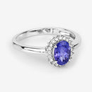 0.86 Carat Genuine Tanzanite and White Diamond 14K White Gold Ring-9