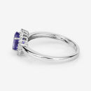 0.86 Carat Genuine Tanzanite and White Diamond 14K White Gold Ring-10