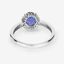 0.86 Carat Genuine Tanzanite and White Diamond 14K White Gold Ring-11