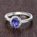 0.86 Carat Genuine Tanzanite and White Diamond 14K White Gold Ring-13