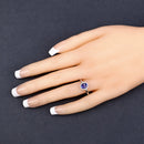0.86 Carat Genuine Tanzanite and White Diamond 14K White Gold Ring-14