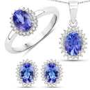 0.86 Carat Genuine Tanzanite and White Diamond 14K White Gold Ring-15