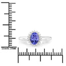 0.86 Carat Genuine Tanzanite and White Diamond 14K White Gold Ring-7