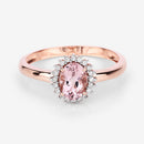 0.81 Carat Genuine Morganite and White Diamond 14K Rose Gold Ring-12