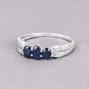 0.73 Carat Genuine Blue Sapphire and White Diamond 14K White Gold Ring-8
