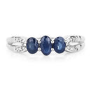 0.73 Carat Genuine Blue Sapphire and White Diamond 14K White Gold Ring-7