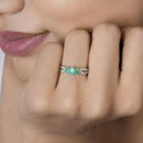 0.53 Carat Genuine Zambian Emerald and White Diamond 14K White Gold Ring-10