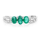 0.53 Carat Genuine Zambian Emerald and White Diamond 14K White Gold Ring-7