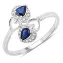 0.34 Carat Genuine Blue Sapphire and White Diamond 14K White Gold Ring-5