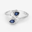 0.34 Carat Genuine Blue Sapphire and White Diamond 14K White Gold Ring-9