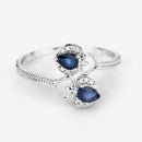 0.34 Carat Genuine Blue Sapphire and White Diamond 14K White Gold Ring-10