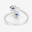 0.34 Carat Genuine Blue Sapphire and White Diamond 14K White Gold Ring-12