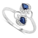 0.34 Carat Genuine Blue Sapphire and White Diamond 14K White Gold Ring-6