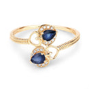 0.34 Carat Genuine Blue Sapphire and White Diamond 14K Yellow Gold Ring-7