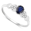 0.44 Carat Genuine Blue Sapphire and White Diamond 14K White Gold Ring-6