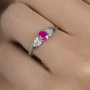 0.36 Carat Genuine Ruby and White Diamond 14K White Gold Ring-10
