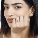 0.36 Carat Genuine Ruby and White Diamond 14K White Gold Ring-11