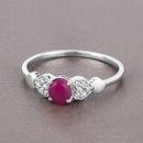 0.36 Carat Genuine Ruby and White Diamond 14K White Gold Ring-8