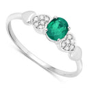 0.36 Carat Genuine Zambian Emerald and White Diamond 14K White Gold Ring-6